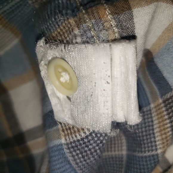LUCKY BRAND Classic Fit Pearl Snap Blue Plaid Button Up Shirt Mens Size Large - Picture 5 of 7